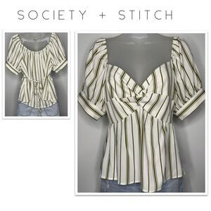 Society Stitch Sweetheart Twist Knot Neckline Striped Crop Top. Size XXL